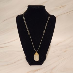 Stone Pendent on Black Cord Necklace